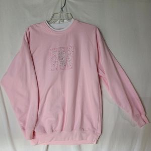 Large Pink with White Layered Look Long Sleeve Sweatshirt